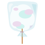 袋に入った綿飴のイラスト（パステルカラー）