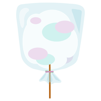 袋に入った綿飴のイラスト（パステルカラー）