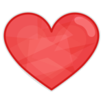 キラキラシールのイラスト（ハート・赤）