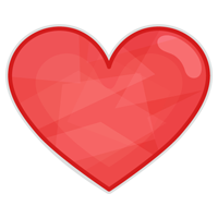 キラキラシールのイラスト（ハート・赤）