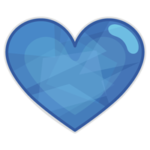 キラキラシールのイラスト（ハート・青）