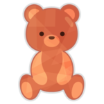 キラキラシールのイラスト（くま・茶）