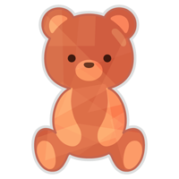 キラキラシールのイラスト（くま・茶）