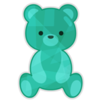 キラキラシールのイラスト（くま・緑）