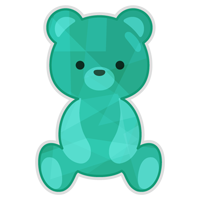 キラキラシールのイラスト（くま・緑）