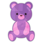 キラキラシールのイラスト（くま・紫）