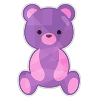 キラキラシールのイラスト（くま・紫）