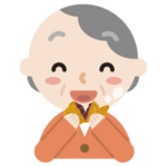 たい焼きを食べる高齢者の女性のイラスト
