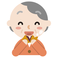 たい焼きを食べる高齢者の女性のイラスト