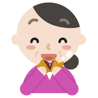 たい焼きを食べる中年の女性のイラスト