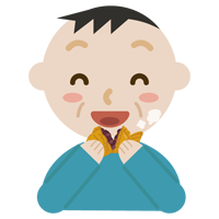 たい焼きを食べる中年の男性のイラスト