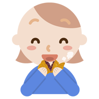 たい焼きを食べる若い女性のイラスト