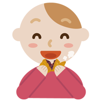 たい焼きを食べる若い男性のイラスト