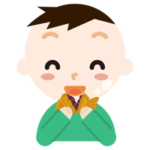 たい焼きを食べる男の子のイラスト