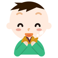 たい焼きを食べる男の子のイラスト