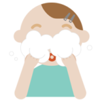 洗顔をする若い男性のイラスト