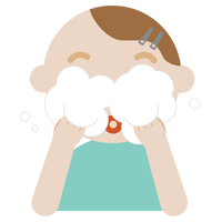 洗顔をする若い男性のイラスト