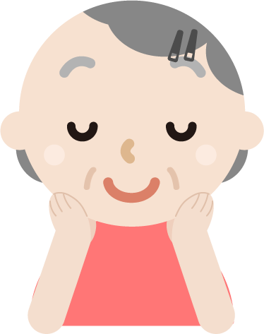 頬に手を当てる高齢者の女性のイラスト