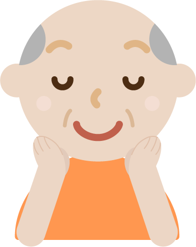 頬に手を当てる高齢者の男性のイラスト