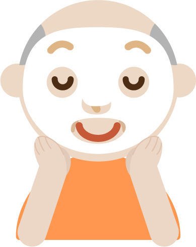パックをする高齢者の男性のイラスト2