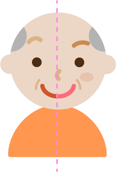 お化粧のビフォーアフター(高齢者の男性)