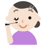 マスカラを塗る中年の女性のイラスト