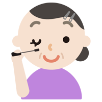 マスカラを塗る中年の女性のイラスト