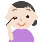アイシャドウをする中年の女性のイラスト