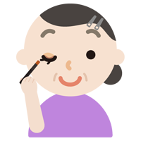 アイシャドウをする中年の女性のイラスト