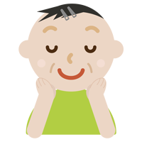 頬に手を当てる中年の男性のイラスト