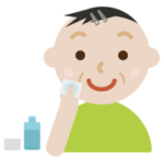 スキンケアをする中年の男性のイラスト（化粧水）