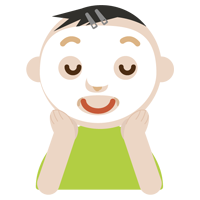 パックをする中年の男性のイラスト2