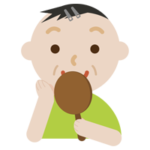 鏡を見る中年の男性のイラスト