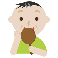 鏡を見る中年の男性のイラスト