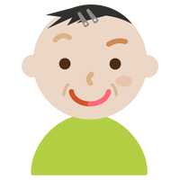 半分お化粧をした中年の男性のイラスト