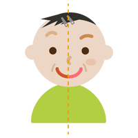 お化粧のビフォーアフター（中年の男性）
