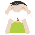 洗顔をする中年の男性のイラスト