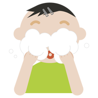 洗顔をする中年の男性のイラスト