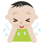 顔を洗い流す中年の男性のイラスト