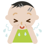 顔を洗い流す中年の男性のイラスト