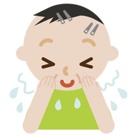 顔を洗い流す中年の男性のイラスト