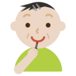 口紅を塗る中年の男性のイラスト