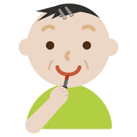 口紅を塗る中年の男性のイラスト