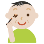アイシャドウをする中年の男性のイラスト