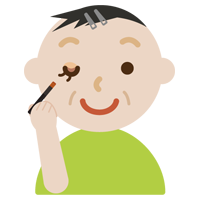 アイシャドウをする中年の男性のイラスト
