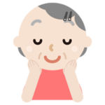 頬に手を当てる高齢者の女性のイラスト