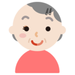 半分お化粧をした高齢者の女性のイラスト