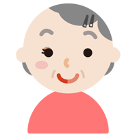半分お化粧をした高齢者の女性のイラスト