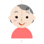 お化粧のビフォーアフター（高齢者の女性）