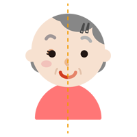 お化粧のビフォーアフター（高齢者の女性）